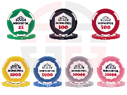 Monopol Keramikchips Pokerchip-Set mit 500 Chips